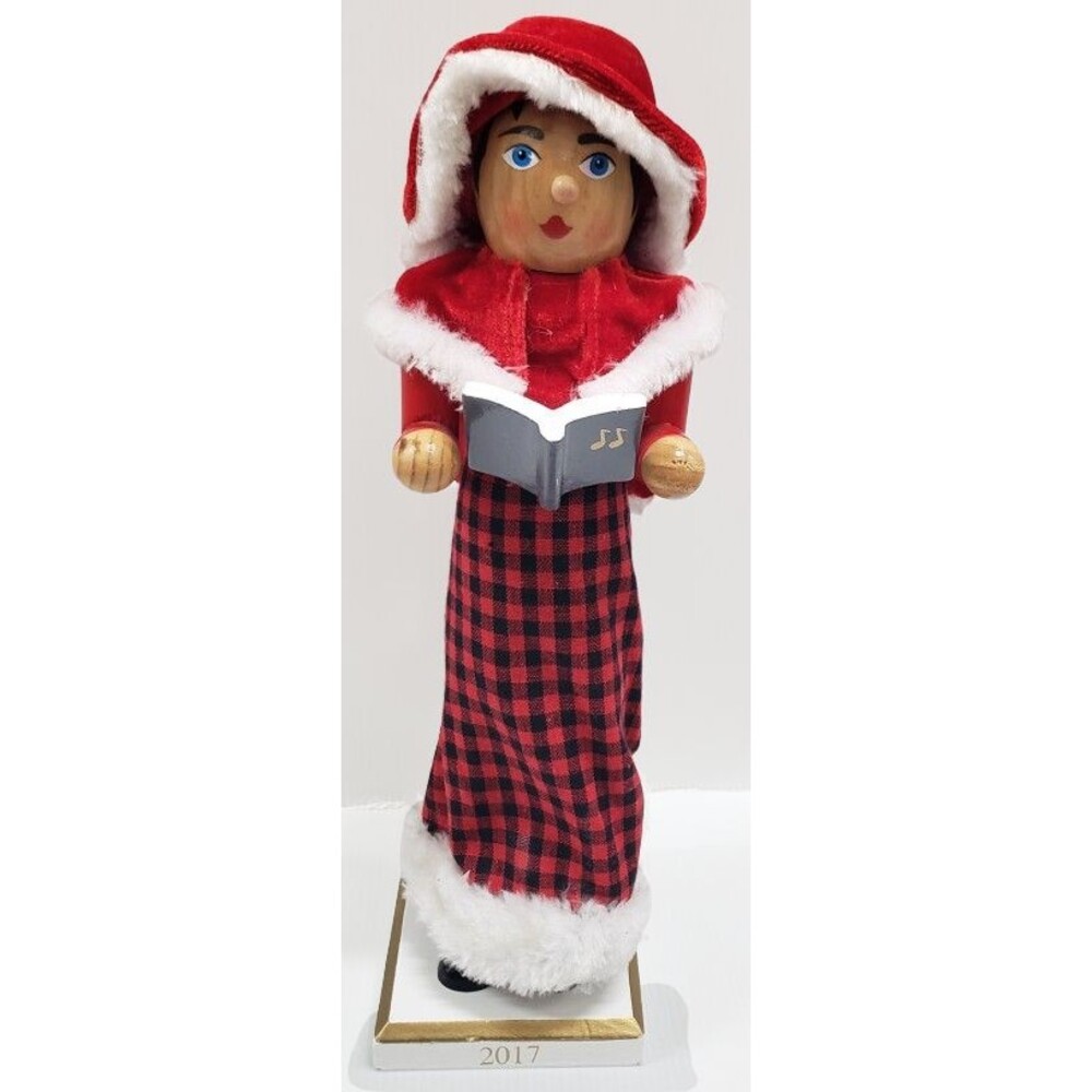 Wooden Christmas Nutcracker, 14", WHITE FEMALE CAROLER SINGER 2017, Threshold